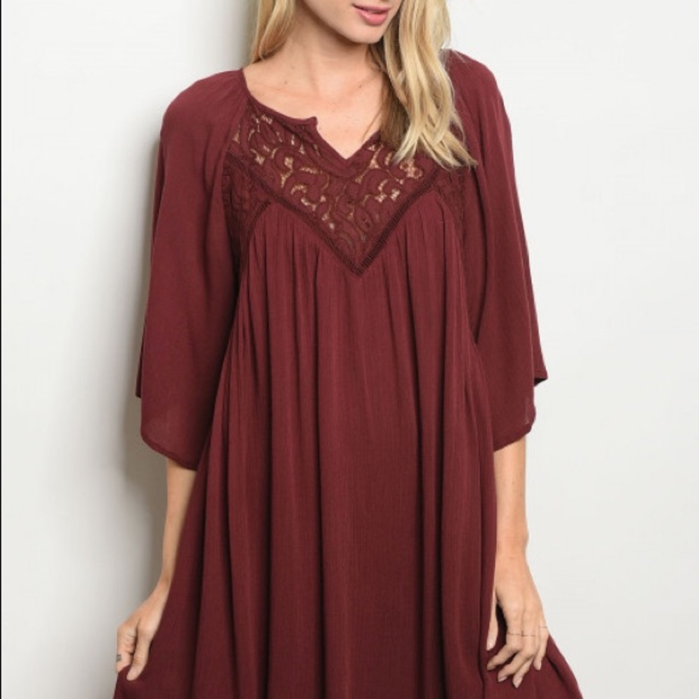LAST 3‼️ALIA Maroon crochet dress/ tunic- Dress - Picture 2 of 3